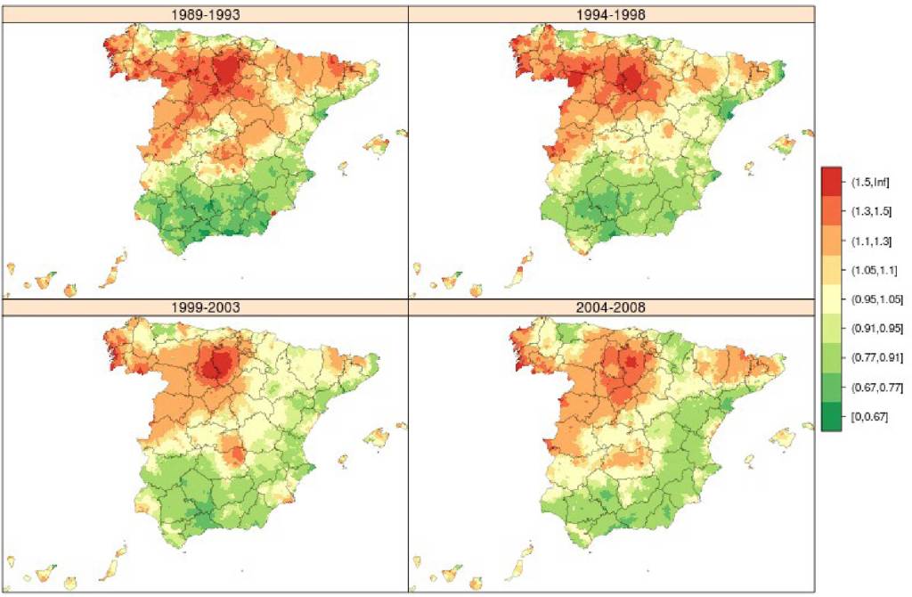 Mapa de distribución del cáncer gástrico en España. Mujeres