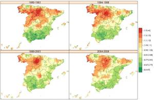 Mapa de distribución del cáncer gástrico en España. Mujeres
