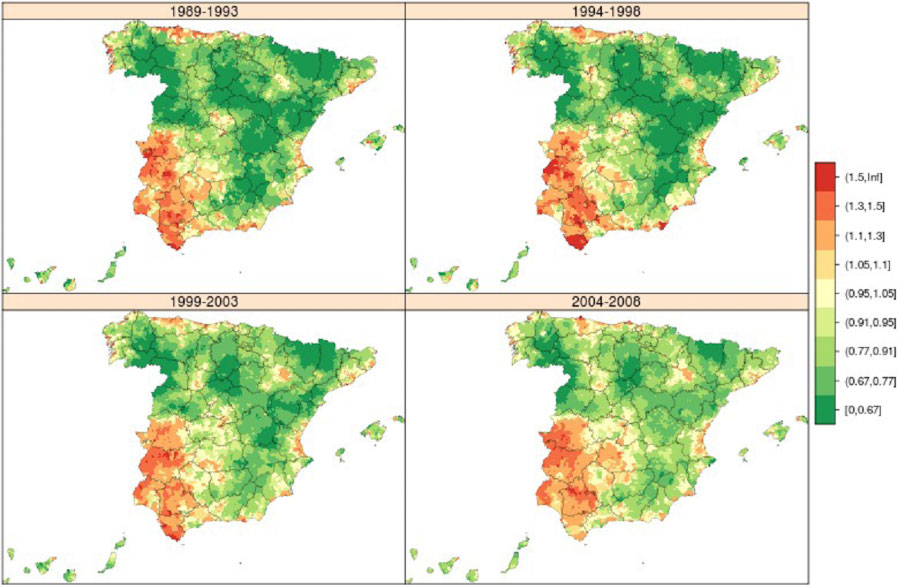 Distribución geográfica del cáncer de pulmón en España. Hombres