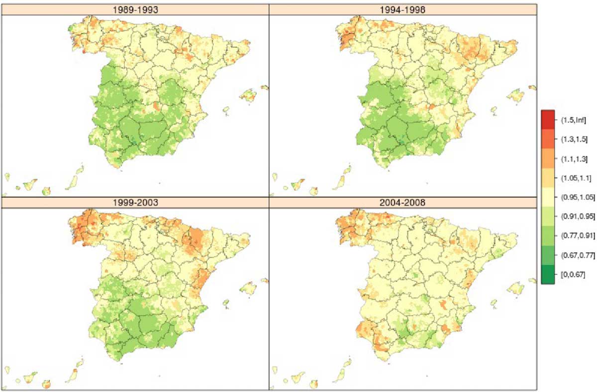 distribución geográficas del cáncer de próstata en Esapaña